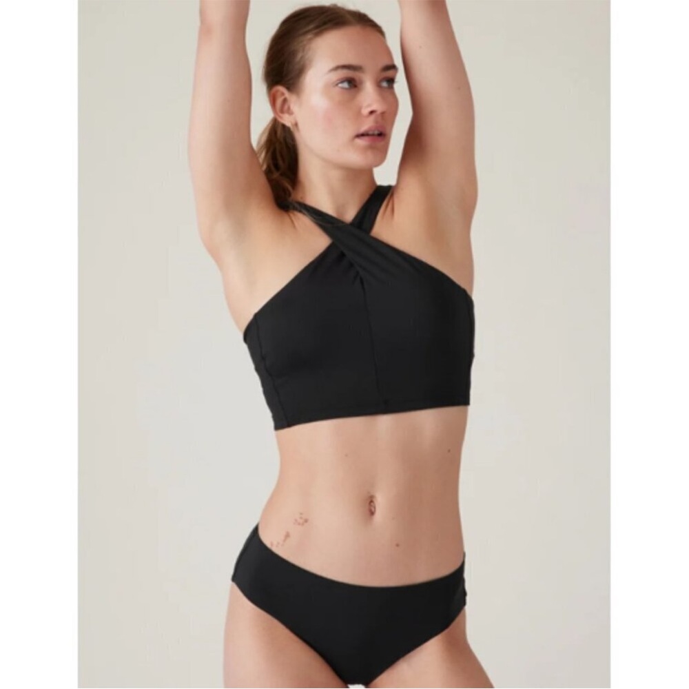 ATHLETA Crossed Bikini Top, Black, Size Small NWOT Retail $64